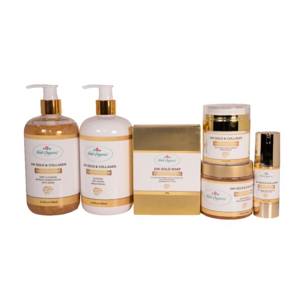 24k Gold and Collagen Skincare Package Set - With Retinol and Collagen for Anti-Aging and Facial Radiance Radiant Smooth