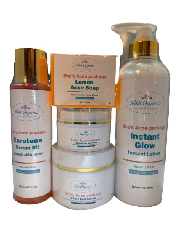 Instant Glow Acne Package Set - With Salicylic Acid and Beta-Carotene for Skin Repair Skincare Cleanser